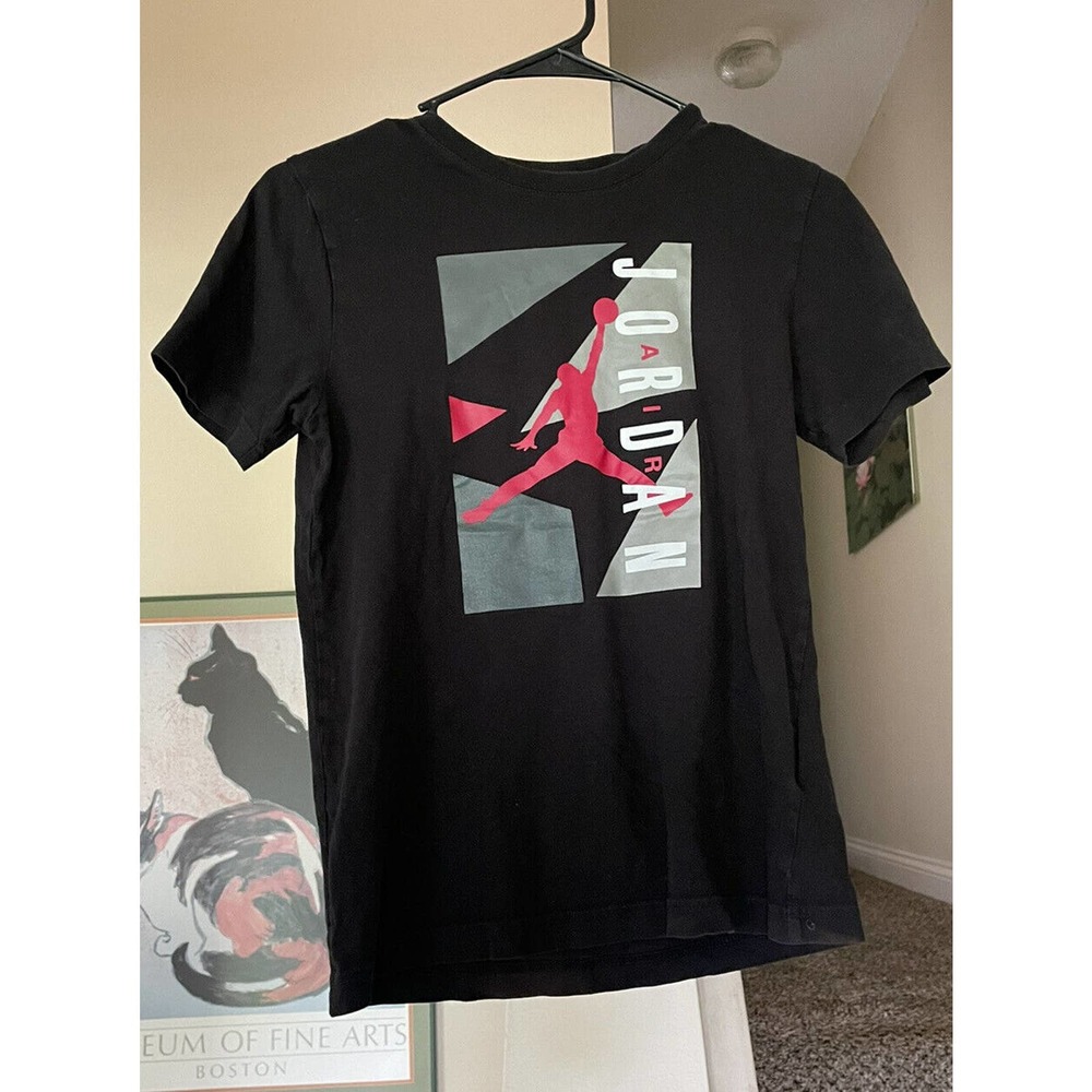 Nike Air Jordan Kids Medium Retro 7 Blocked T-Shirt Black Tee